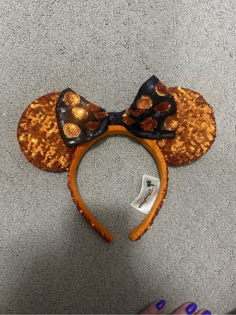 Halloween Orange Minnie Ear Headband with Bow